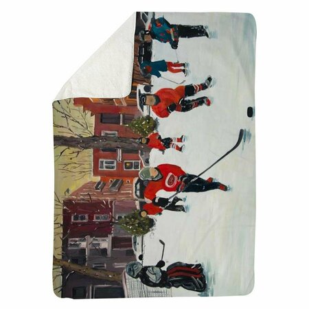 BEGIN HOME DECOR 60 x 80 in. Young Hockey Players-Sherpa Fleece Blanket 5545-6080-SP67